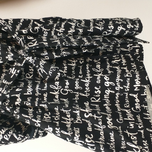 Kate Spade Robe Womens Large XL Black White Flannel Rise And Shine - Picture 4 of 9